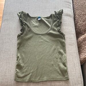 Old Navy Olive Tank Top with Ruffle Sleeves